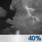 Tonight: A 40 percent chance of showers and thunderstorms, mainly after 10pm.  Mostly cloudy, with a low around 58. East wind around 5 mph becoming south in the evening. 